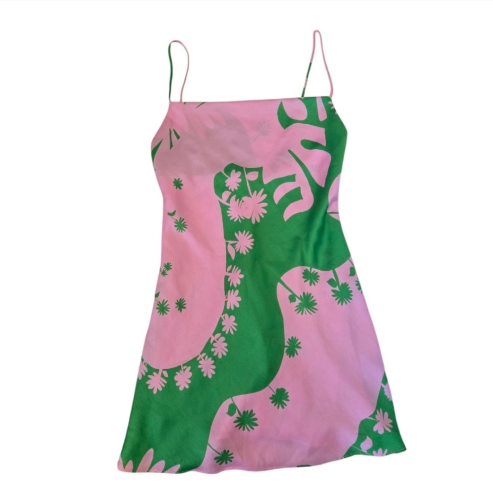 Zara Pink and Green Floral Dress